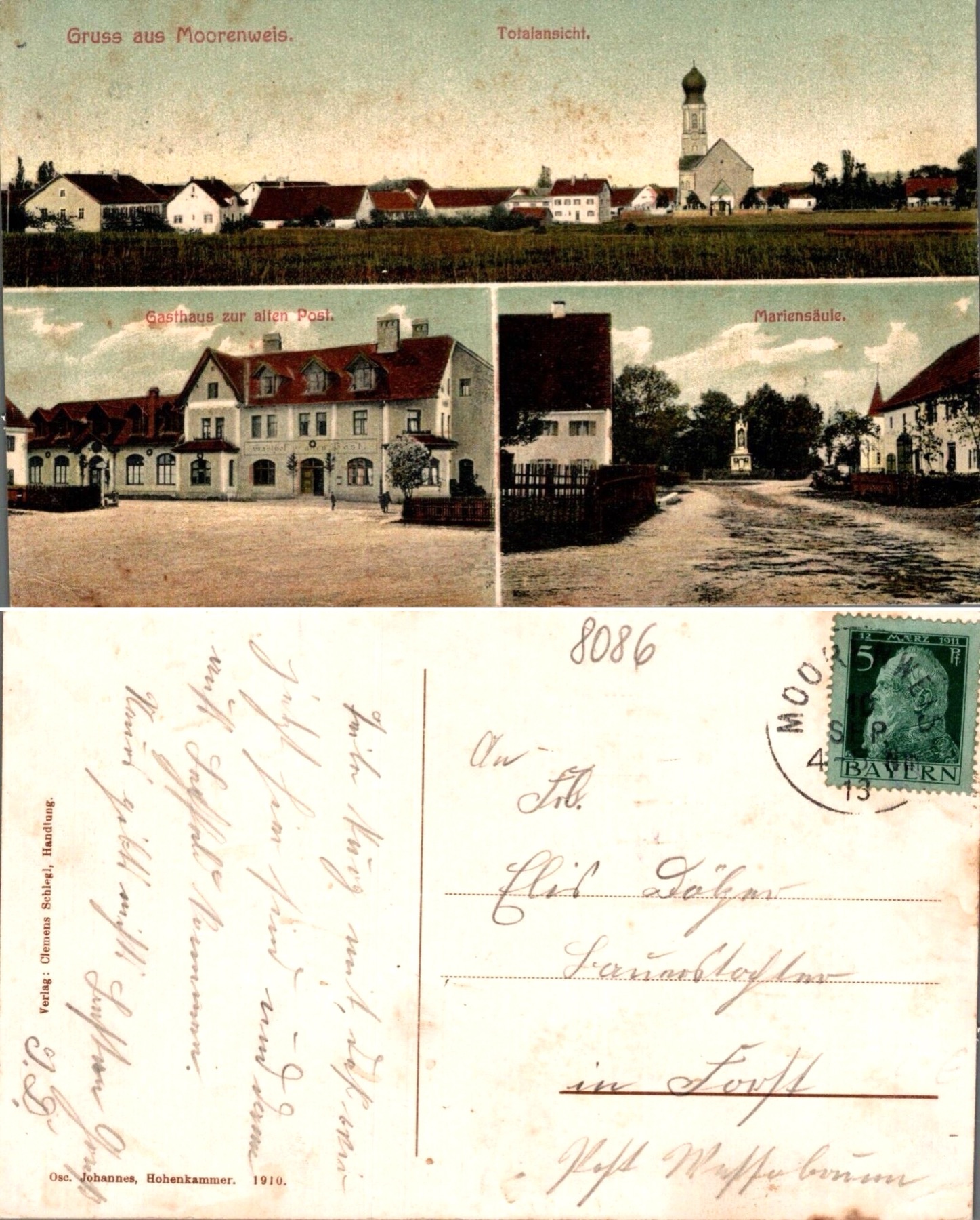 Ansichtskarte aus Moorenweis von 1913